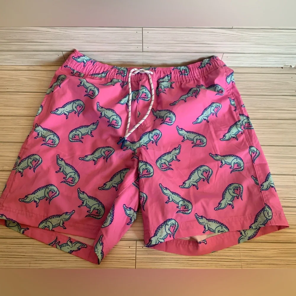 Memebers mark Pink Alligator Print Swim Trunks